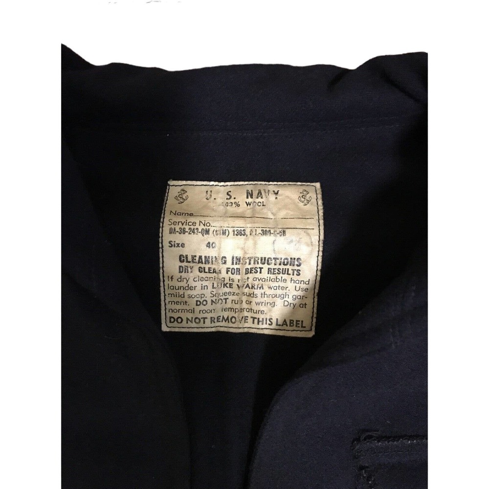 Vintage (Tag Size 40) Navy Uniform No Ensignia (R) - Picture 2 of 6
